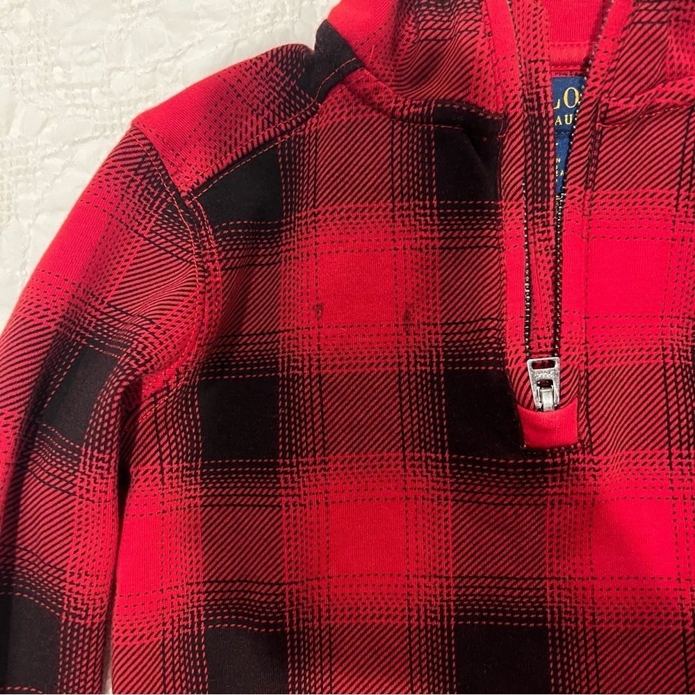 Polo by Ralph Lauren Red and Black Plaid Kids Hoodie - Picture 2 of 4